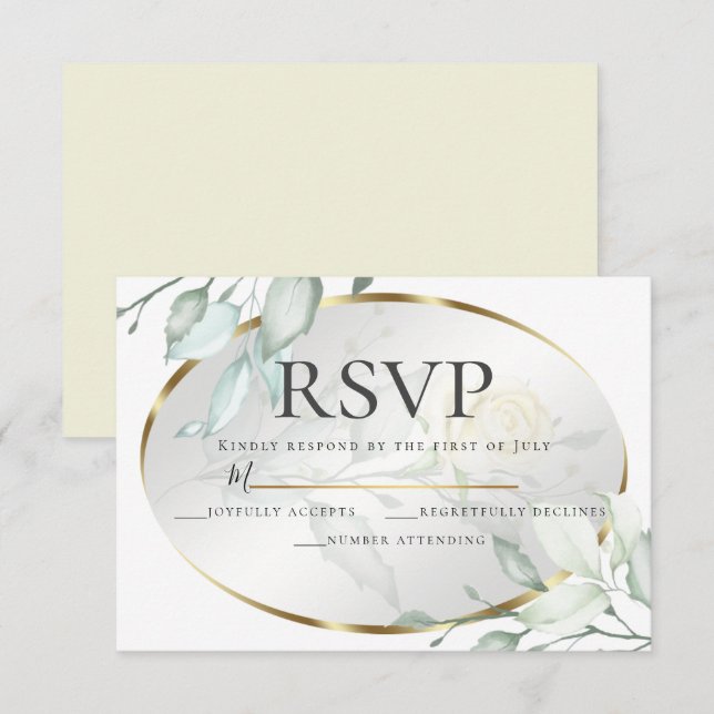 Blassgelbe Elfenbeinkühe Rose Hochzeit RSVP Einladung (Vorne/Hinten)