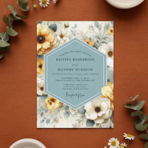 Blassgelbe Florale Whimsy-Hochzeit Einladung