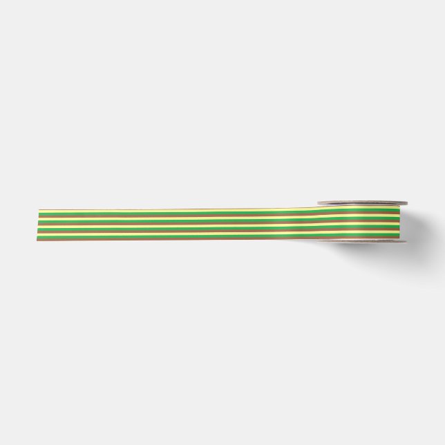 Blassgelbe, grüne und braune Streifen Satinband (Vorderseite)