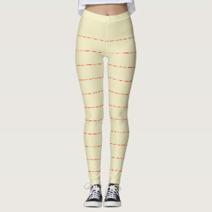Blassgelbe Leggings mit roten, horizontalen Streif