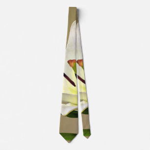 Blassgelbe Lilie mit Knospen Krawatte