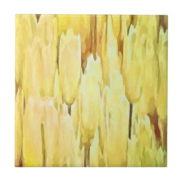 Blassgelbe Tulips Abstrakt Fliese (Vorderseite)