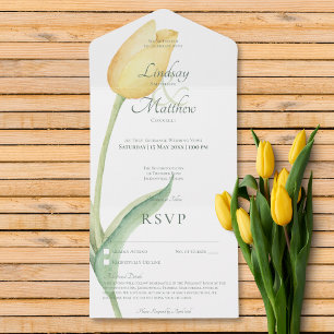 Blassgelbe Tulpe Solo Modern Ohne Dinner mit Detai All In One Einladung