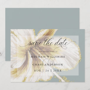 Blassgelbe und elfenbeinfarbene tropische Blumen A Save The Date