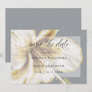 Blassgelbe und elfenbeinfarbene tropische Blumen A Save The Date