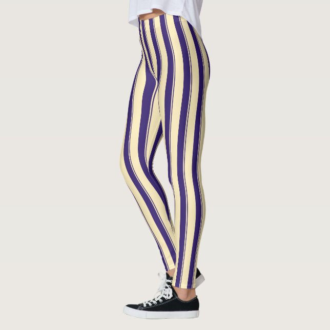 Blassgelber und blauer Strandstreifen Leggings (Links)