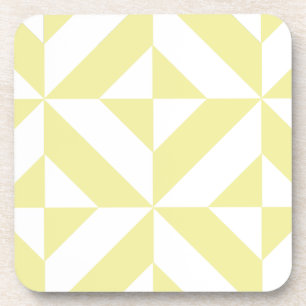 Blassgelbes geometrisches Deco-Würfel-Muster Untersetzer