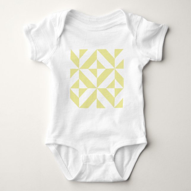 Blassgelbes geometrisches Deko Cube-Muster Baby Strampler (Vorderseite)