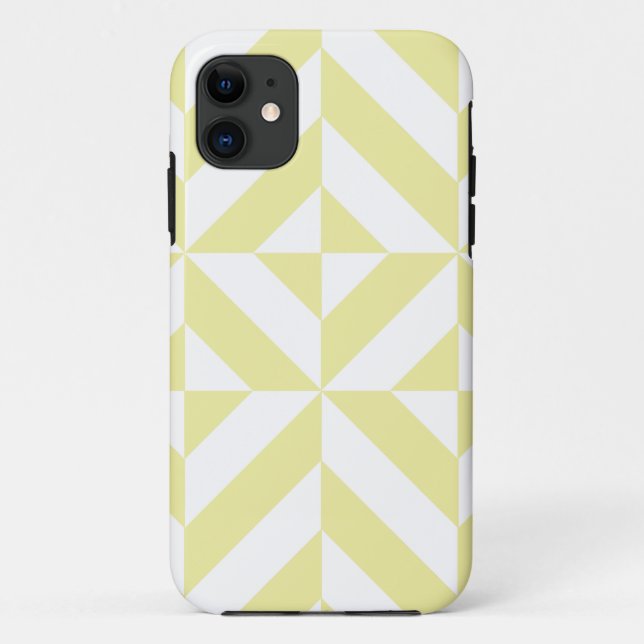 Blassgelbes geometrisches Deko Cube-Muster Case-Mate iPhone Hülle (Rückseite)