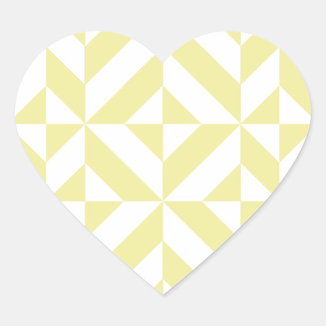 Blassgelbes geometrisches Deko Cube-Muster Herz-Aufkleber (Vorderseite)