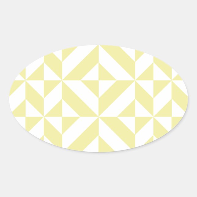 Blassgelbes geometrisches Deko Cube-Muster Ovaler Aufkleber (Vorderseite)