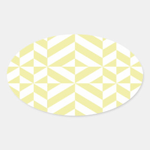 Blassgelbes geometrisches Deko Cube-Muster Ovaler Aufkleber