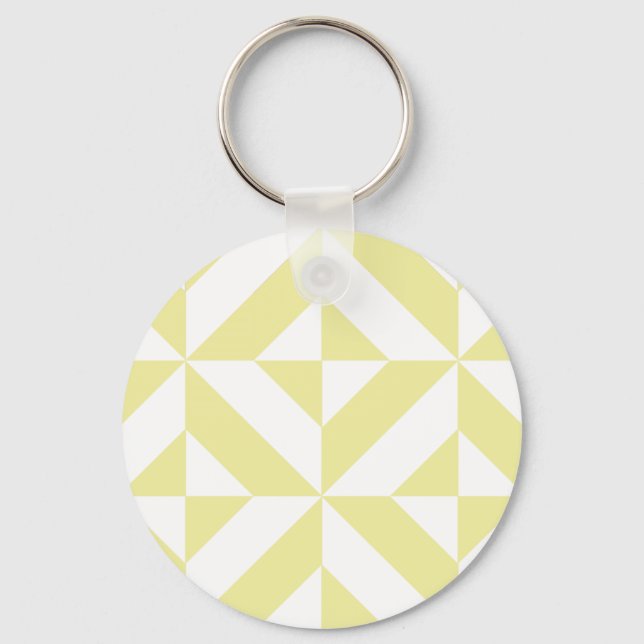 Blassgelbes geometrisches Deko Cube-Muster Schlüsselanhänger (Vorderseite)