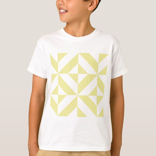 Blassgelbes geometrisches Deko Cube-Muster T-Shirt (Vorderseite)