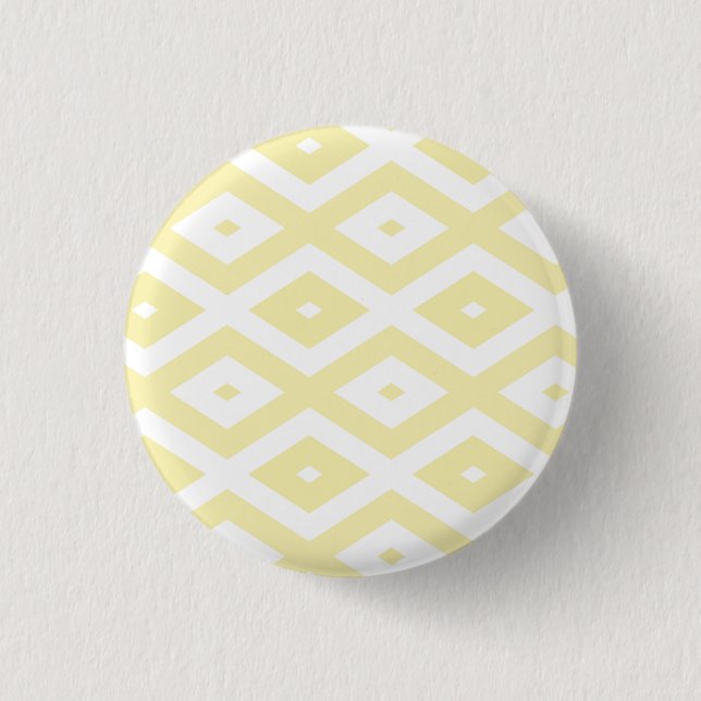 Blassgelbes und weißes Diamantmuster Button (Vorderseite)