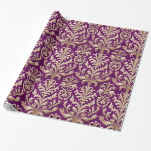Blassgoldblütendamast Royal Pink Velvet Geschenkpapier