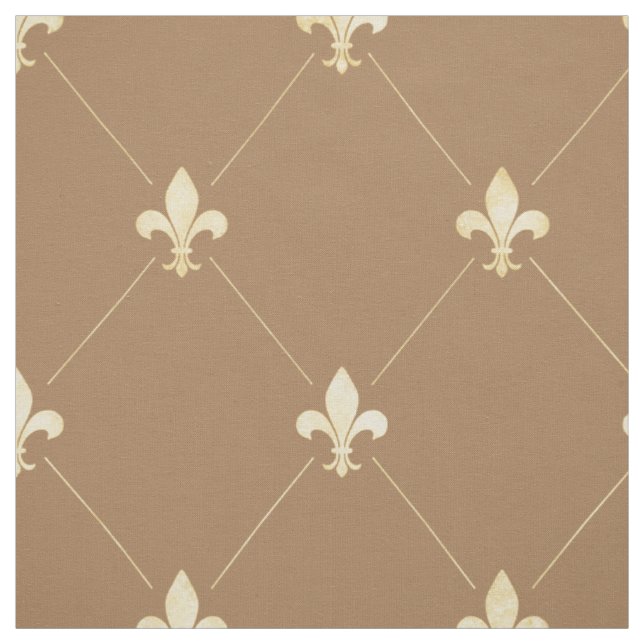 Blassgoldbraune Fleur-de-Lis (groß) braun Stoff (Muster)