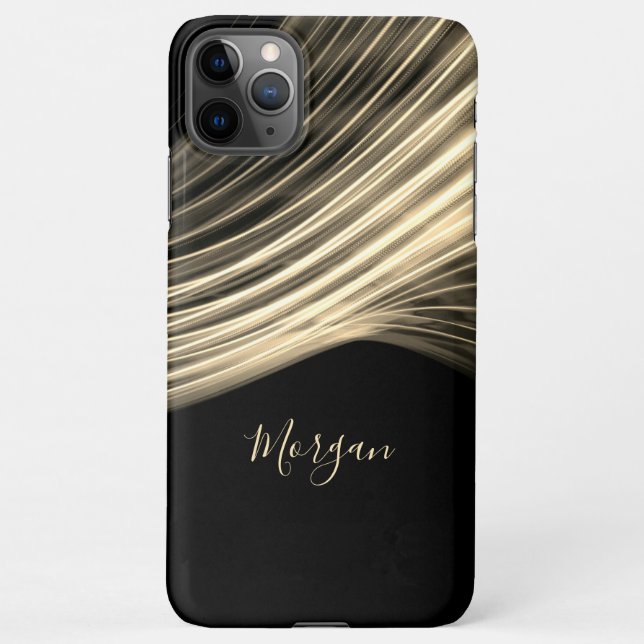 Blassgoldgekurbelte Lichtstrahlen, Name des Golden iPhone Hülle (Rückseite)