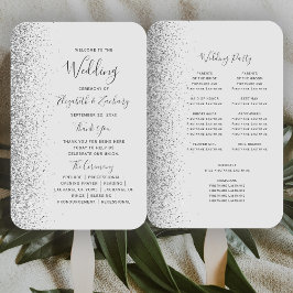 Blassgraues Silver Glitzer Edge Wedding Program Fächer