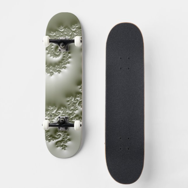 Blassgrüne Fraktal-Design-Krawatte Skateboard (Vorderseite)