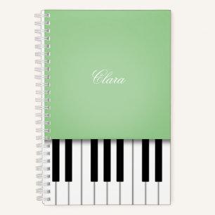 Blassgrüne Klaviermusik Personalisiert Notizbuch