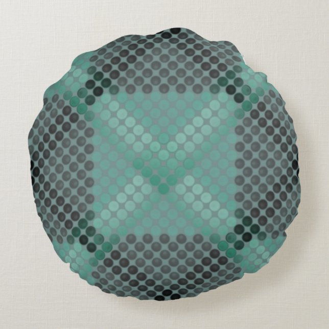 Blassgrüne Kreise oder Kugeln, Gewebe, quadratisch Rundes Kissen (Rückseite)