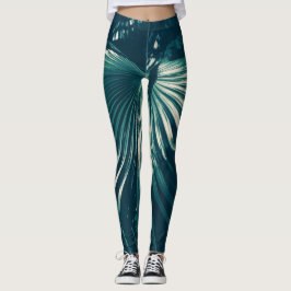 Blassgrüne Palmenbäume Leaf Leggings
