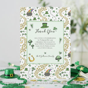 Blassgrüne St. Patrick's Day Danksagungskarte Dankeskarte