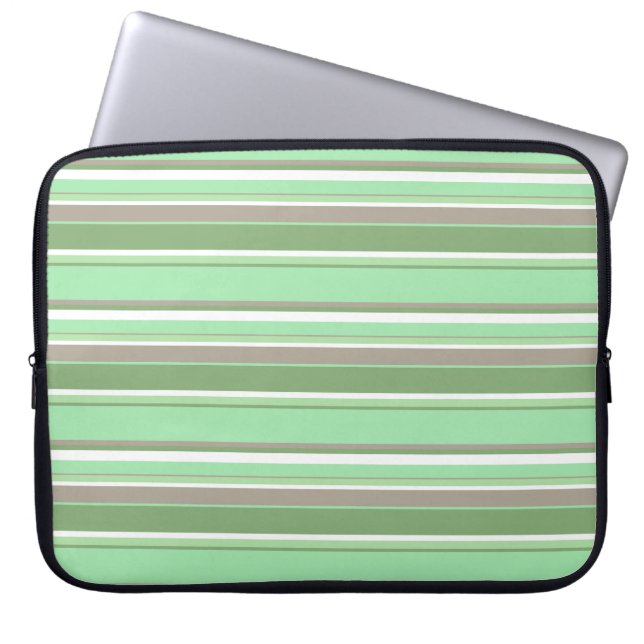 Blassgrüne Streifen Laptopschutzhülle (Vorderseite)