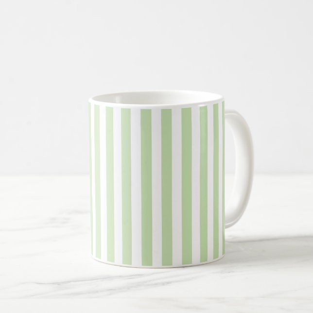 Blassgrüne und weiße Streifen aus Süßigkeiten Kaffeetasse (VorderseiteRechts)