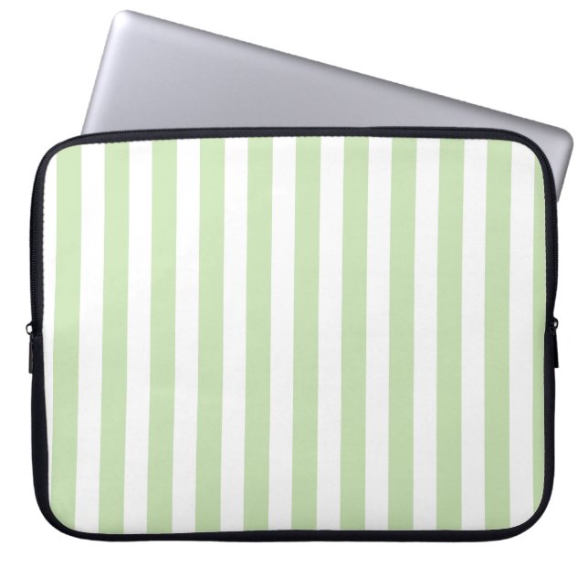 Blassgrüne und weiße Streifen aus Süßigkeiten Laptopschutzhülle (Vorderseite)