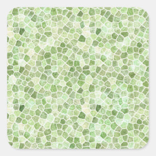 Blassgrünes Cobbled Patchwork Terrazo Muster Quadratischer Aufkleber