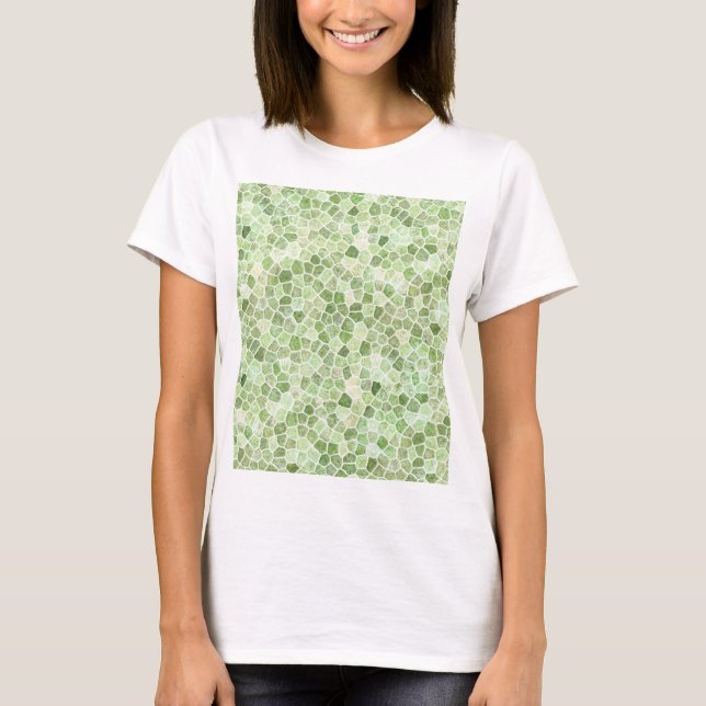 Blassgrünes Gestell-Muster Terrazo-Muster T-Shirt (Vorderseite)