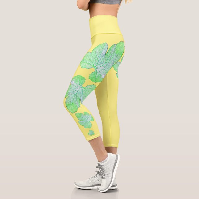 Blassgrünes Squashleaf Textur Leggings drucken (Links)
