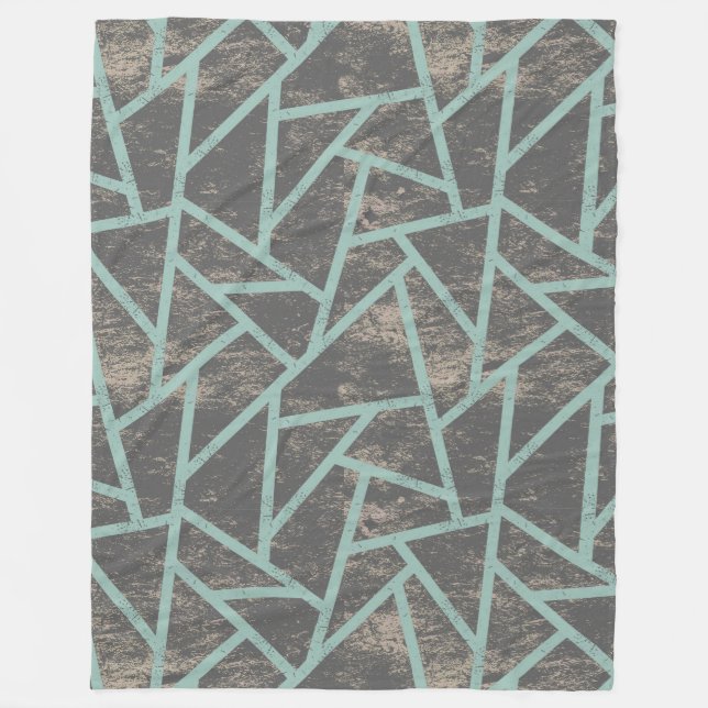 Blassgrünes und graues Mosaikmuster Fleecedecke (Vorderseite)