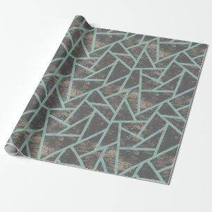 Blassgrünes und graues Mosaikmuster Geschenkpapier