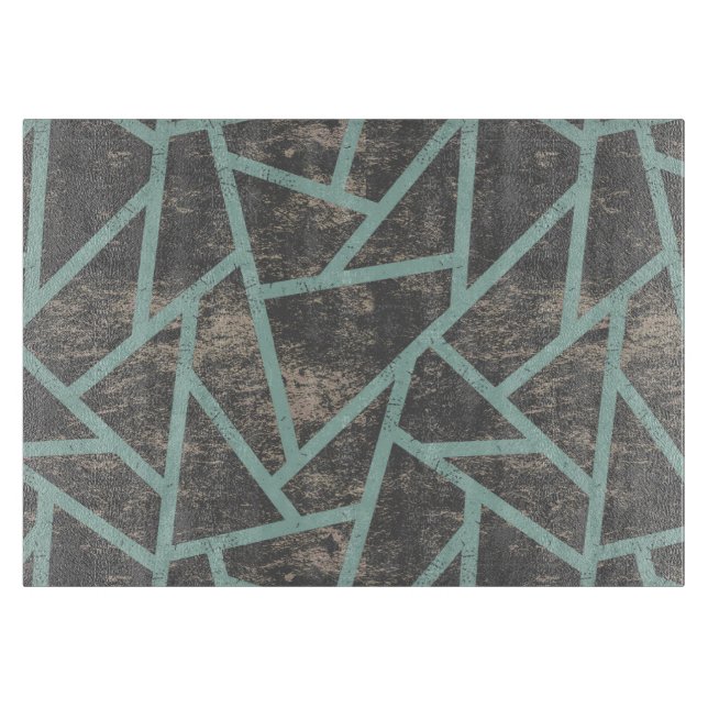 Blassgrünes und graues Mosaikmuster Schneidebrett (Vorderseite)