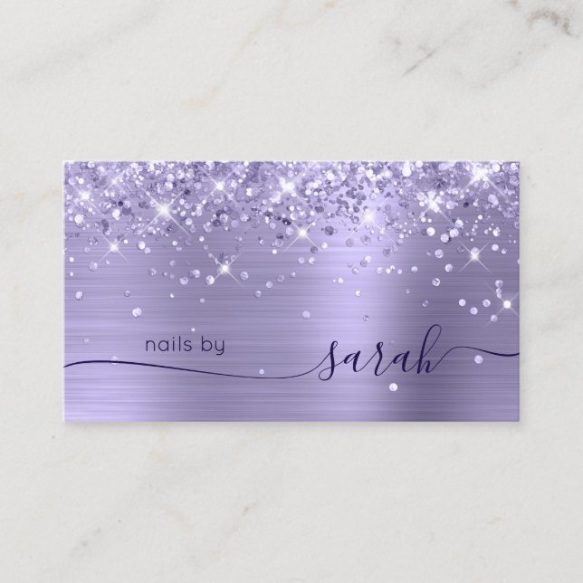 Blasslavender Glittery Glam Stilvolle Signatur Visitenkarte (Vorderseite)