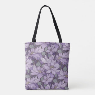Blasslila Clematis-Muster Tasche