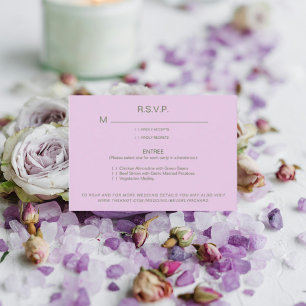 Blaßlila Hochzeits-Antwortkarte mit Abendessen-Opt RSVP Karte