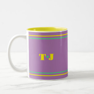 Blasslila Monogramm Zweifarbige Tasse