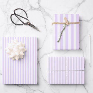 Blasslila und weiße Streifen Geschenkpapier Set