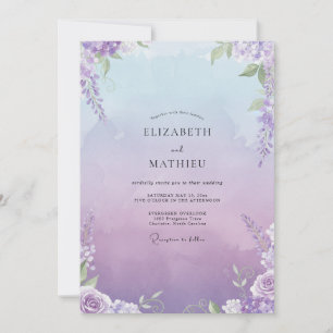 Blaßlila Wisteria-Hochzeit Einladung