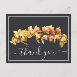 Blassorange Gelbe Orchidee Grauer Hintergrund Viel Postkarte