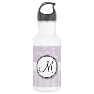 Blassrosa Blumenweisen und Streifen mit Monogramm Edelstahlflasche