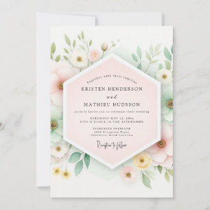 Blassrosa florale Launen Hochzeit Einladung