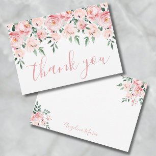 Blassrosa Florale Quinceañera Dankeskarte