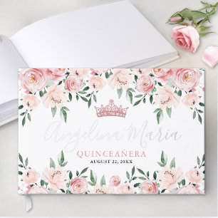 Blassrosa Florale Quinceanera Gästebuch