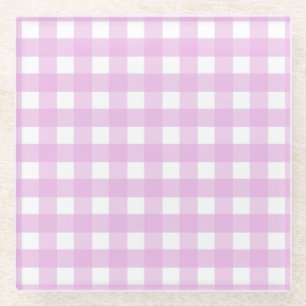 Blassrosa Gingham Glasuntersetzer