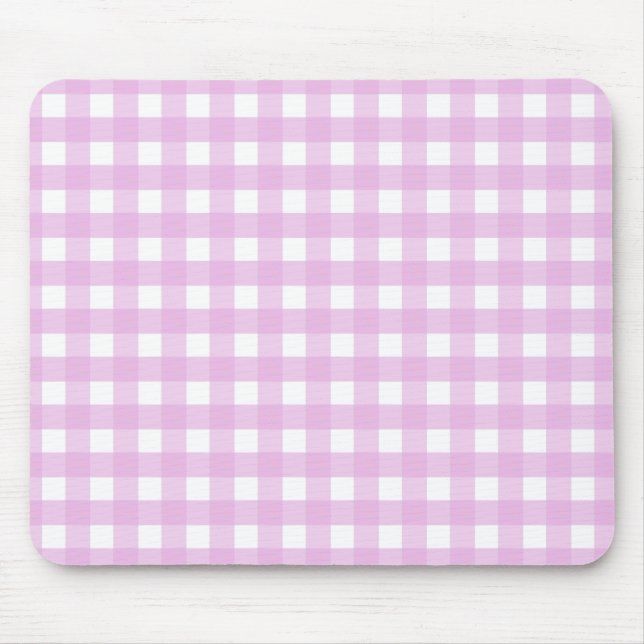 Blassrosa Gingham Mousepad (Vorne)